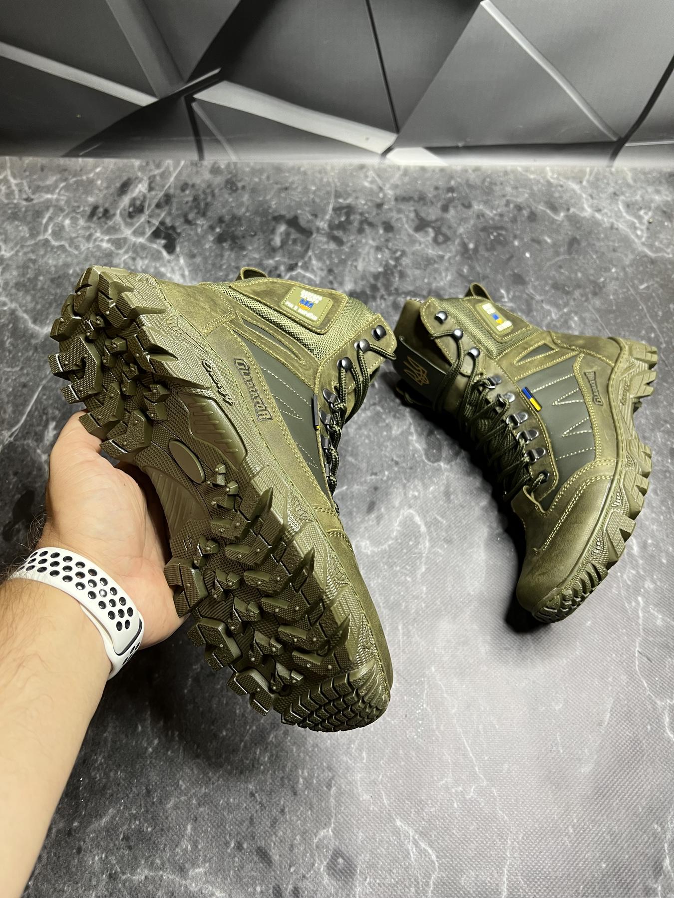 Берці чоловічі із натурального нубука демісезонні р. 45 Хакі - фото 3