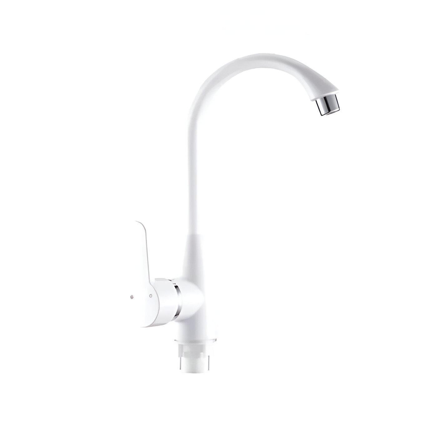 Смеситель для кухни SLAT SLT-C011W поворотный однорычажный пластик 17 см Белый (SQ-1036013)