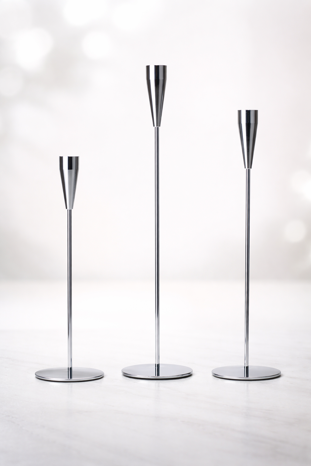 Набор металлических подсвечников Ореол 3 шт. 32х27х22 см Серебряный (90813)