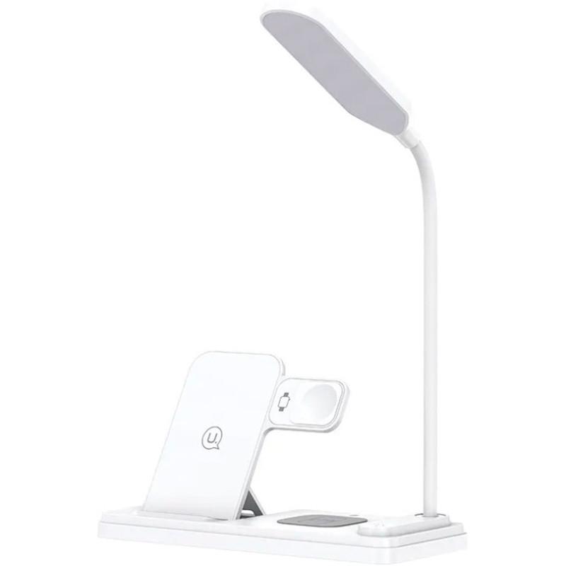 Зарядное устройство беспроводное Usams US-CD195 15W 4in1 Wireless Charging Holder With Table Lamp White (00000070781_1)