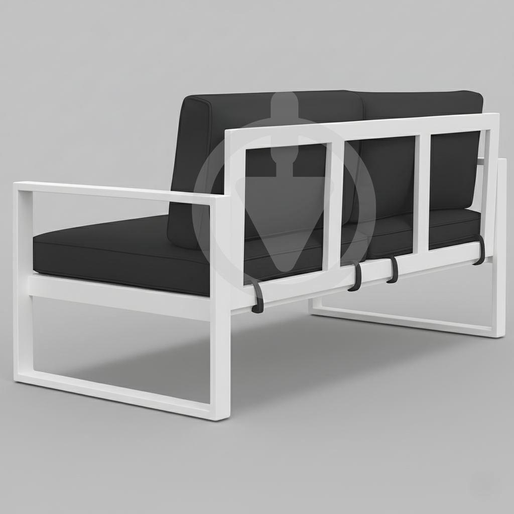 Диван металевий AVVS tech Бостон вуличний лофт з підлокітниками рогожка 160 см Темно-сірий/Білий (30067122) - фото 3