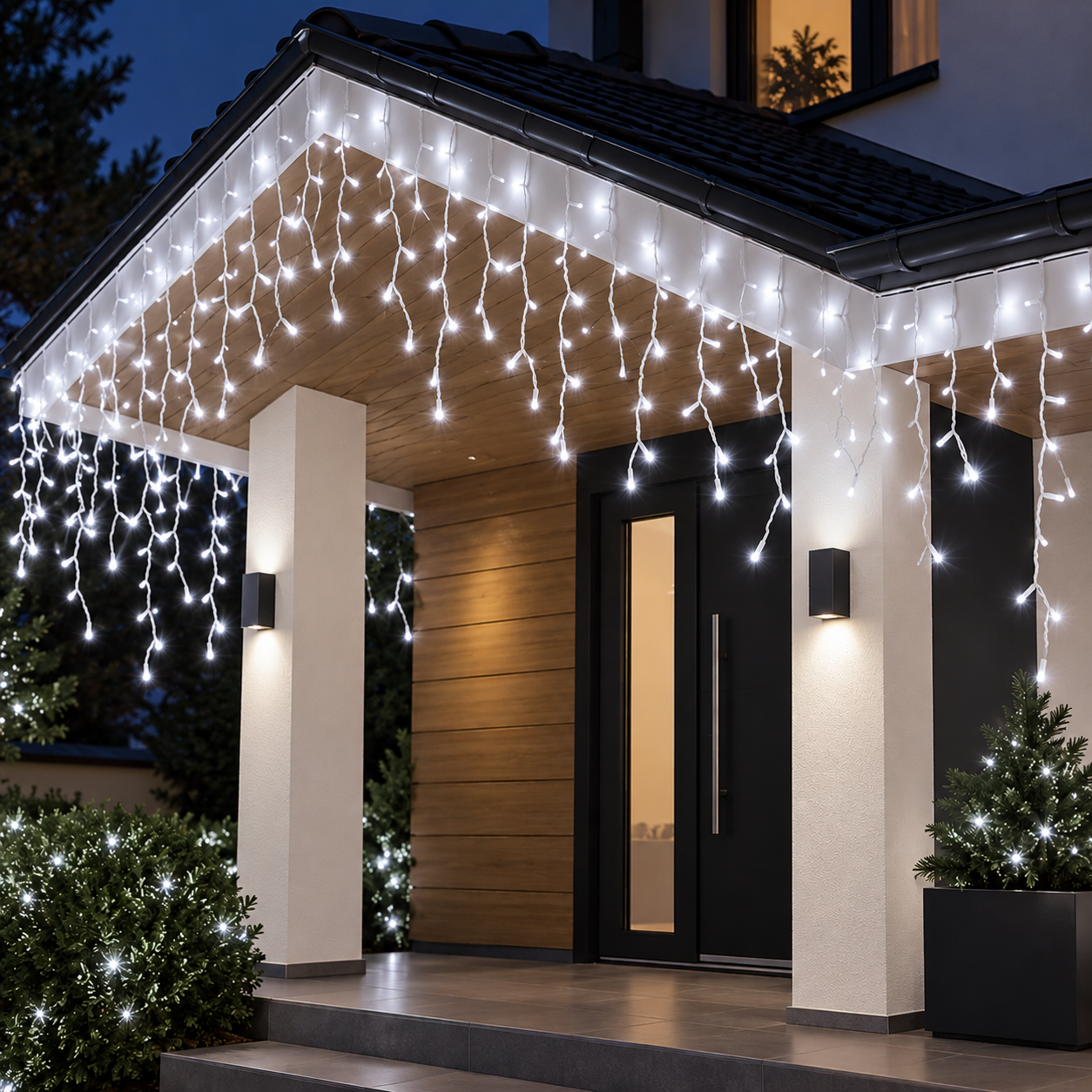 Гирлянда уличная бахрома 12 м 200 led светодиодов наружная белый провод Белый (12MWW)