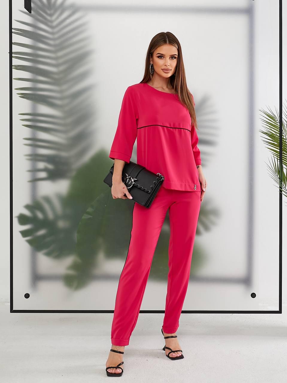 Костюм летний однотонный Khan лонгслив/штаны M/L Фуксиевый (Kh478)