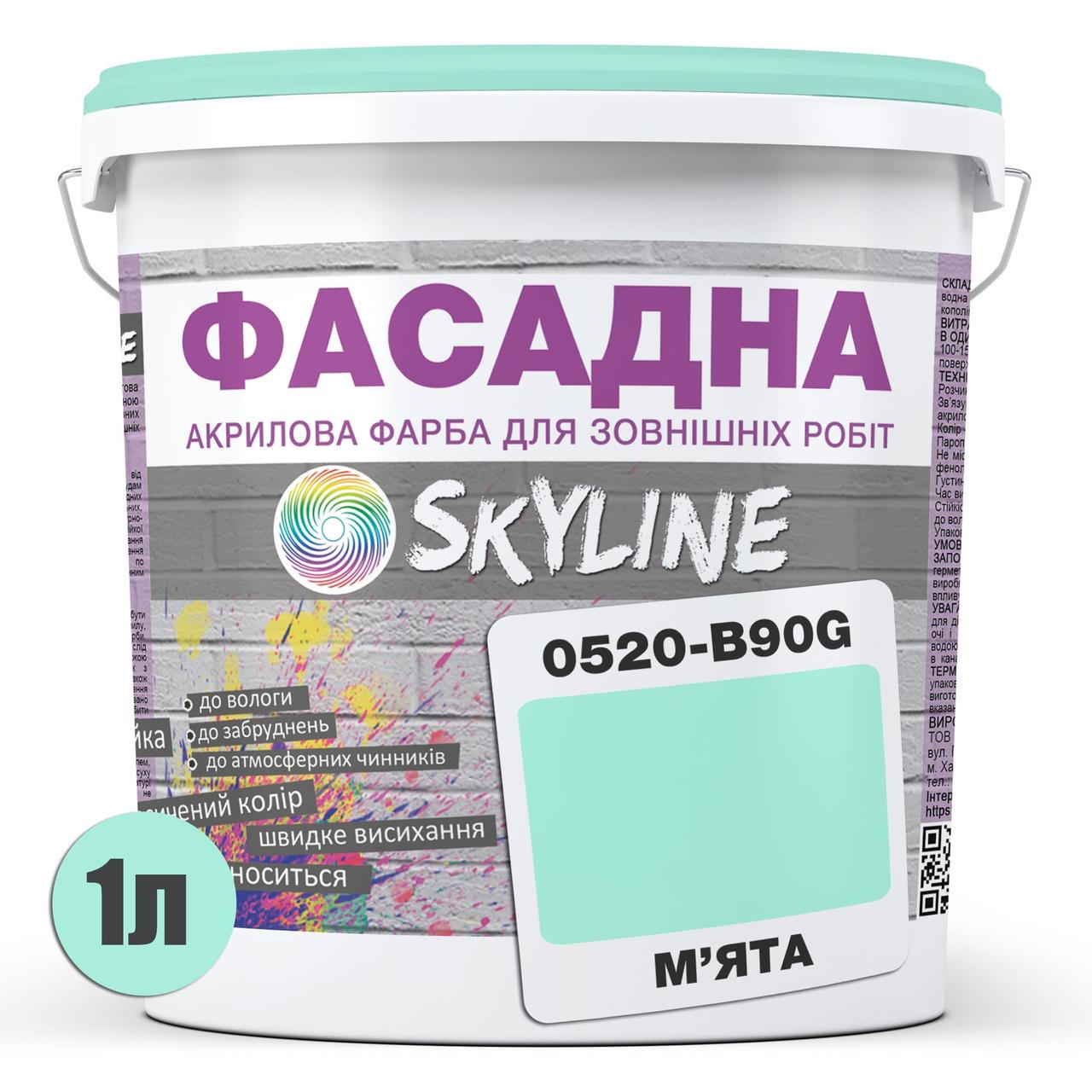 Краска фасадная Skyline 0520-B90G акрил-латексная 1 л Мята - фото 2