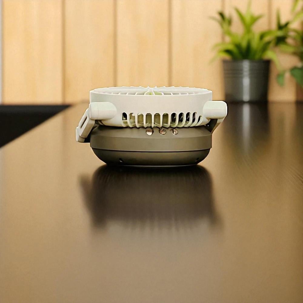 Вентилятор настільний на акумуляторі USB Type-C 1200 мАг 3 швидкості LED підсвітка Кремовий (27418683) - фото 4