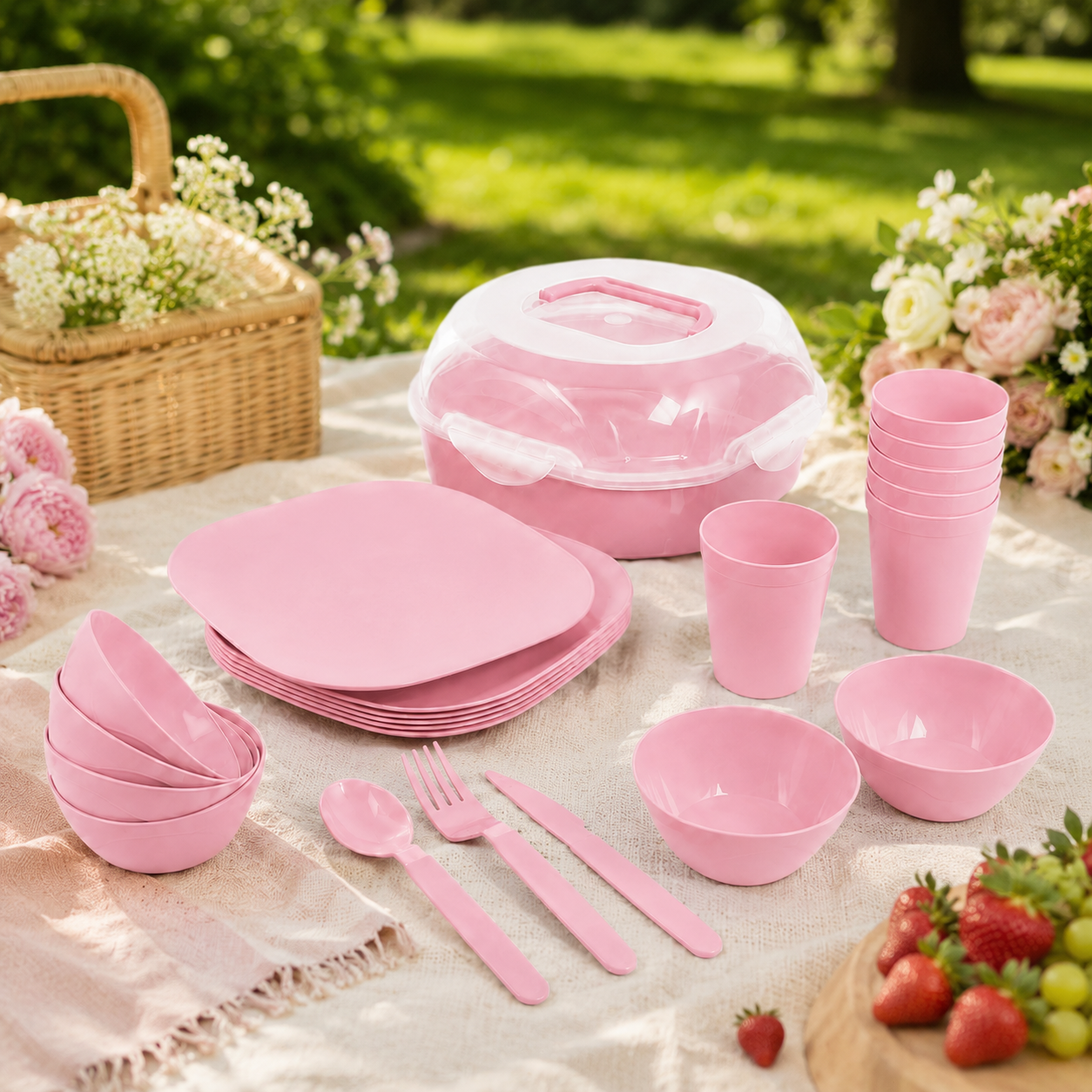 Набор для пикника на 6 персон 38 пр. Розовый (110-PINK)