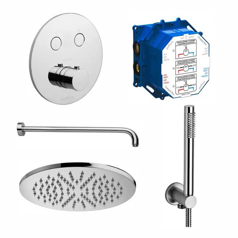 Душевая система скрытого монтажа Paffoni Compact-T Tondo Хром (Kit Compact-T Tondo)
