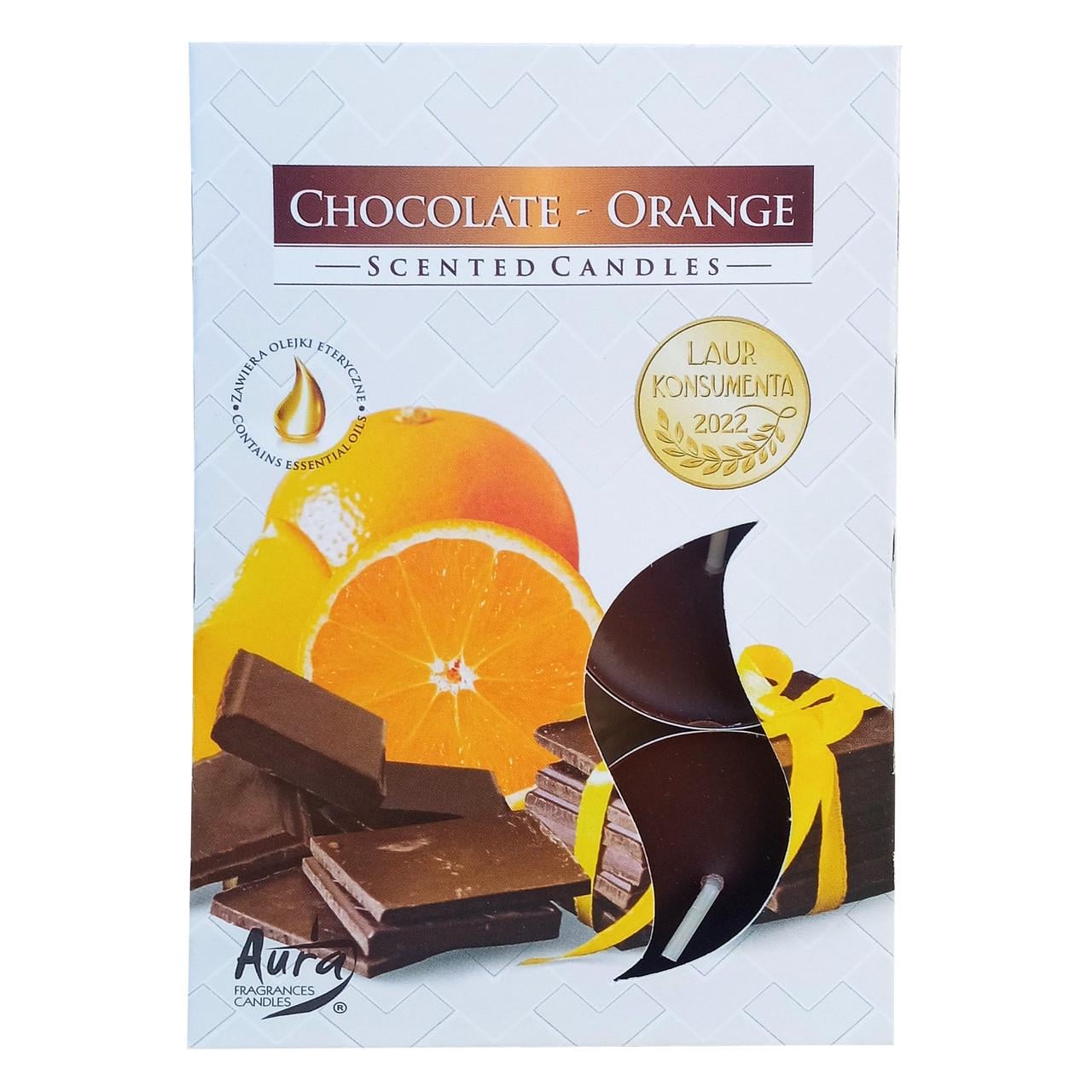 Свеча таблетка ароматическая Bispol Шоколад-Апельсин 6 шт. (7G-p15-340)