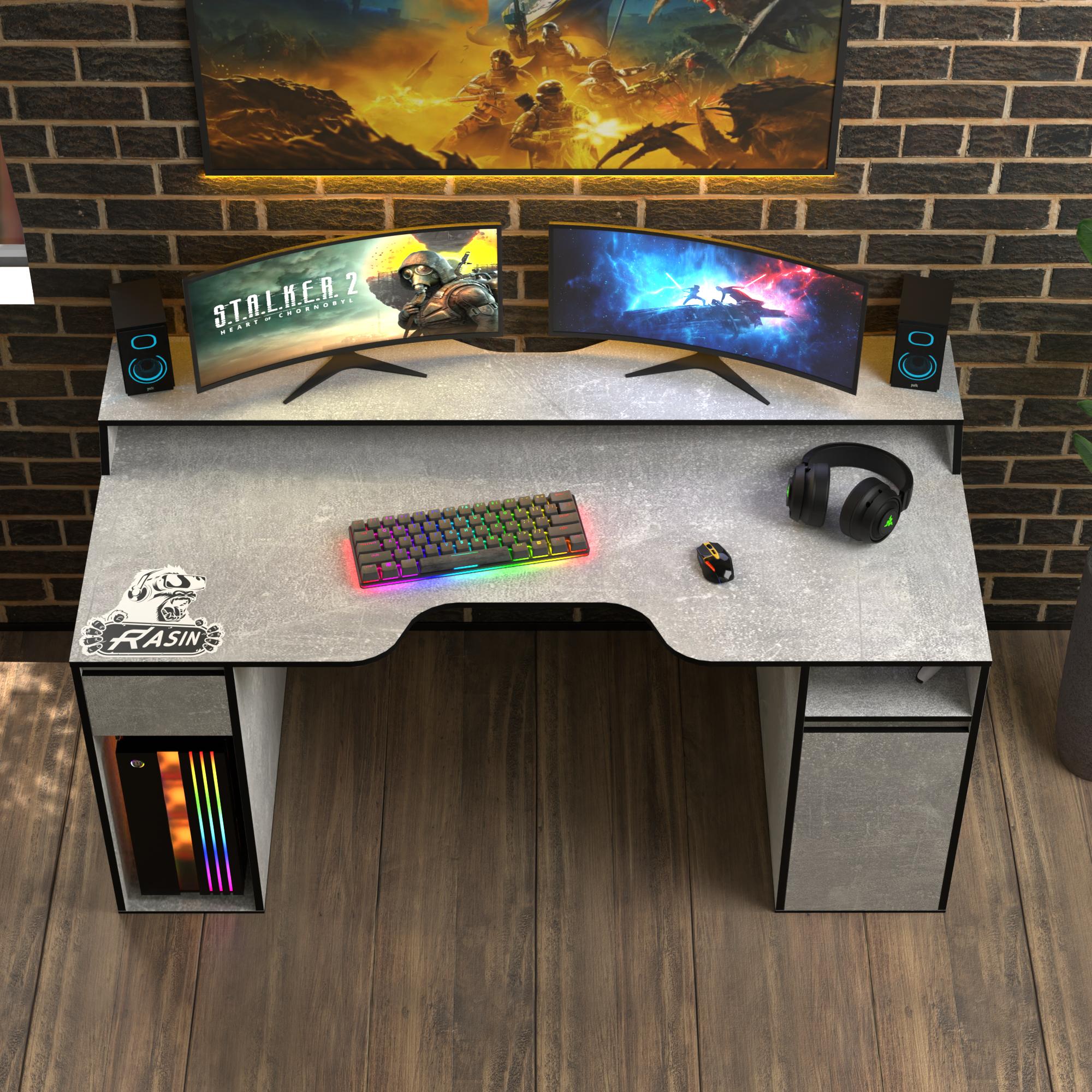 Стол геймерский эргономичный с надстройкой Zeus Rasin RS-27 ламинированная ДСП Индустриал-черный (RS-27) - фото 2