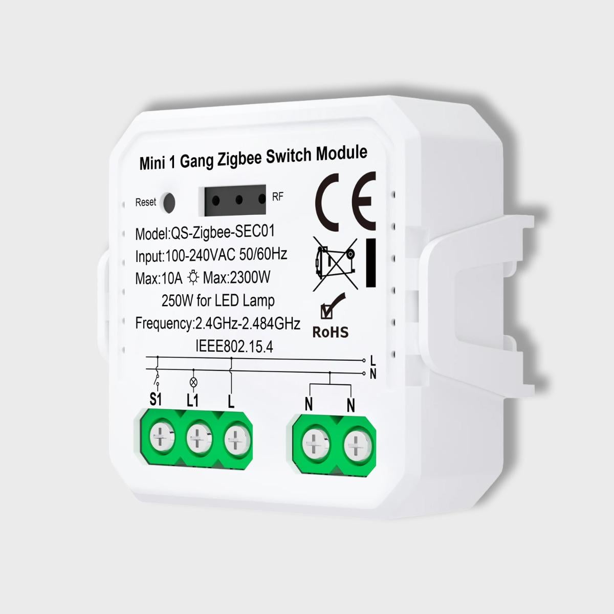 Реле одноканальное ZigBee Tuya (QS-ZigBee-SEC01)