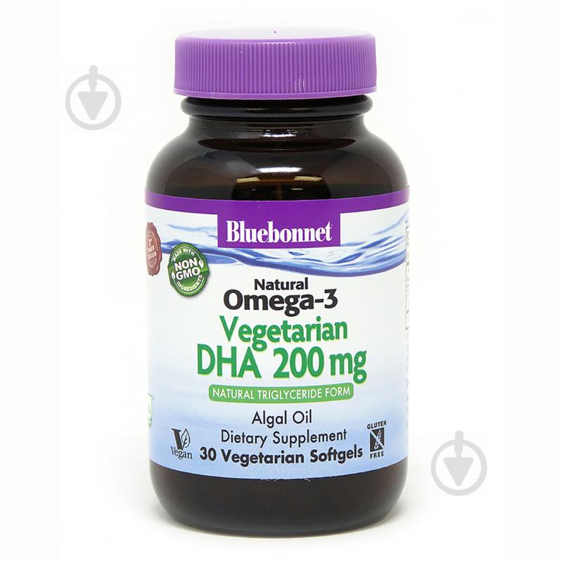 Вегетарианская Омега-3 из Водорослей DHA 200 mg Bluebonnet Nutrition 30 растительных капсул - фото 1