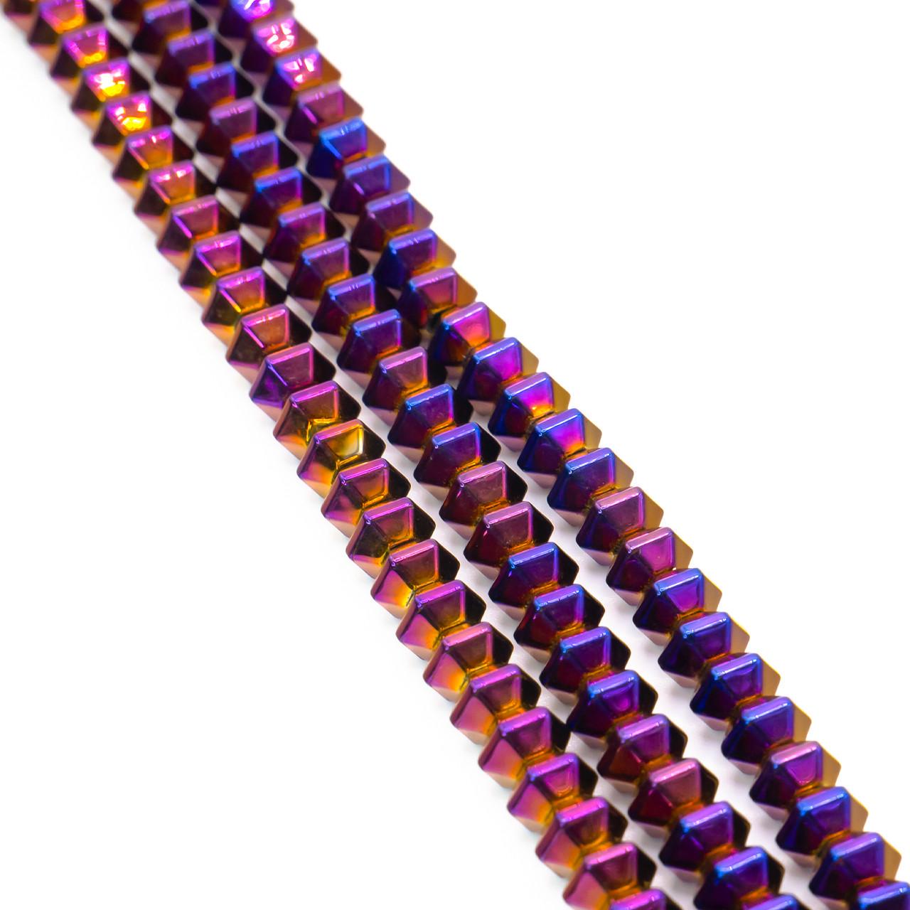 Бусины Рондель Гематит 6х4 мм 40 см 95 шт. Фиолетово-желтый (БГ0604р36)