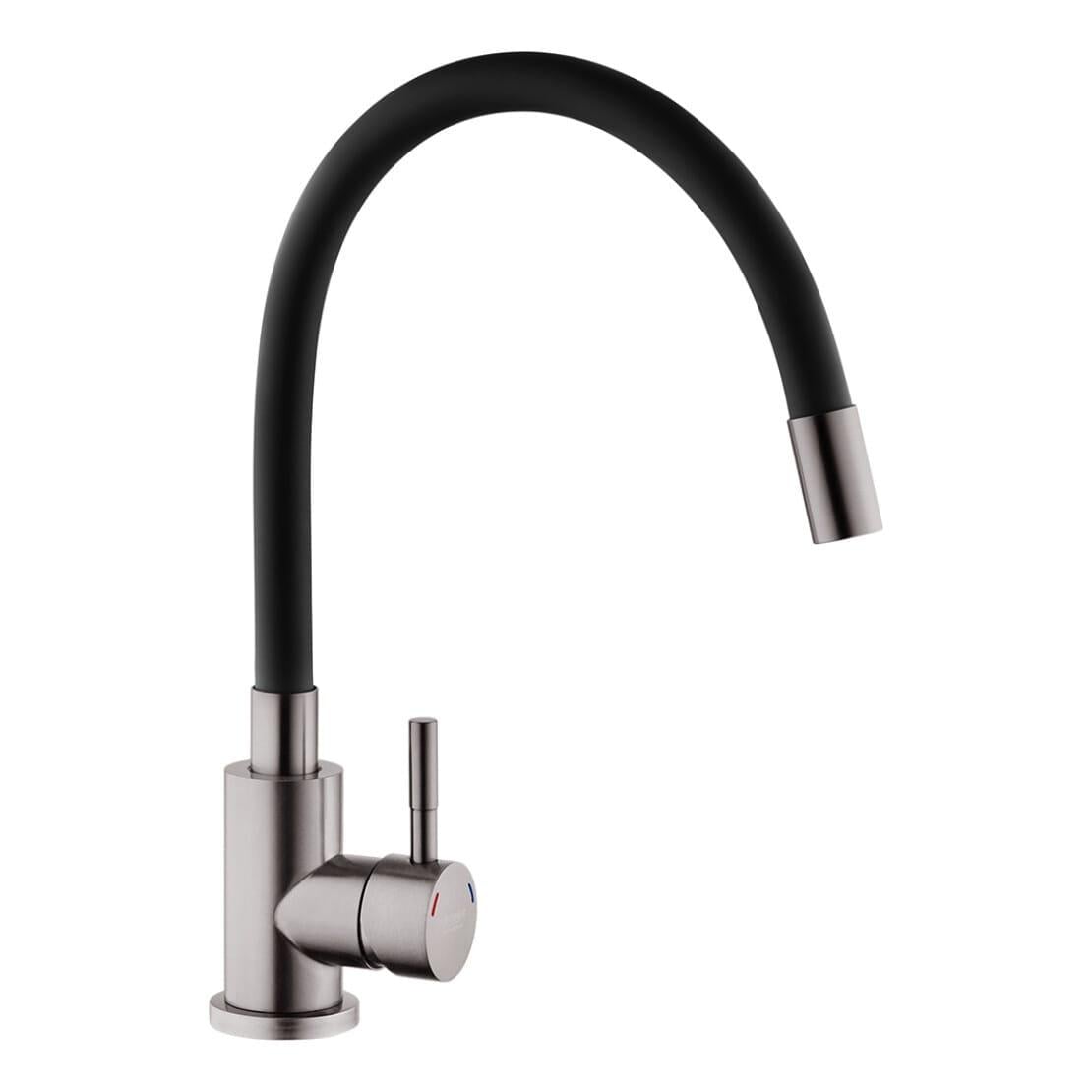 Смеситель для кухни Kroner KRM Edelstahl Klassisch PVD035BLK с гибким изливом Графит/Черный матовый (CV032635)