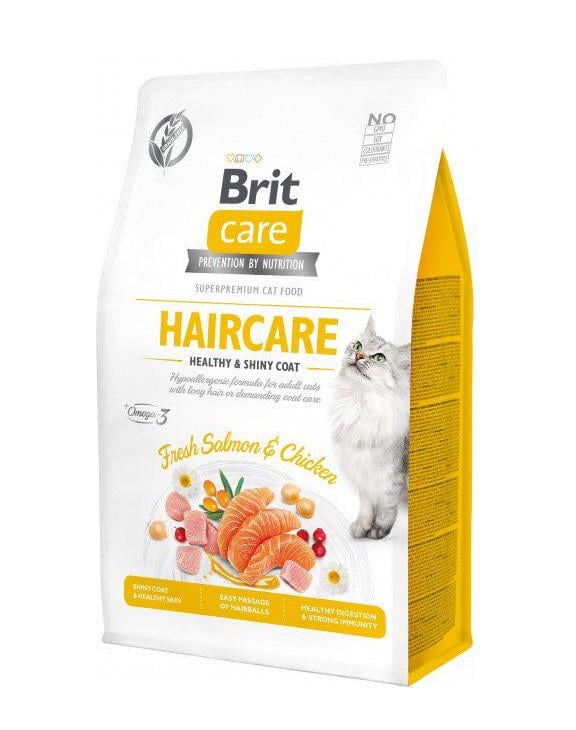 Корм сухий для котів що потребують догляду за шкірою та шерстю Brit Care Cat GF Haircare Healthy&Shiny Coat 0,4 кг (171307)