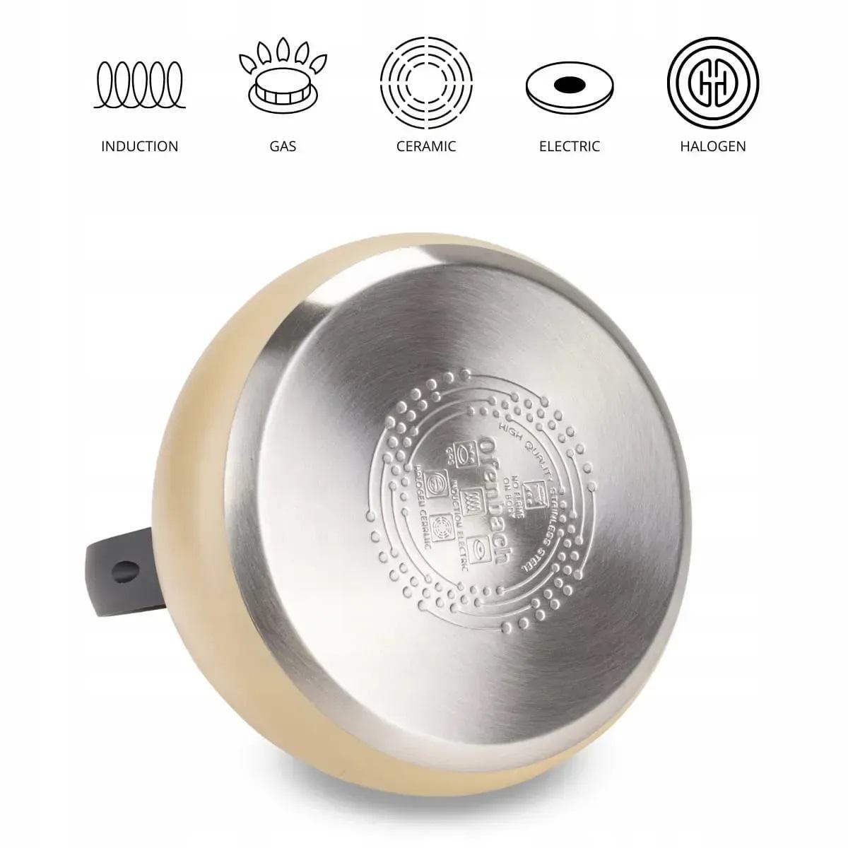 Чайник зі свистком та нейлоновою ручкою Ofenbach KM-100322 з нержавіючої сталі 2,7 л Бежевий (150-84-100322) - фото 3