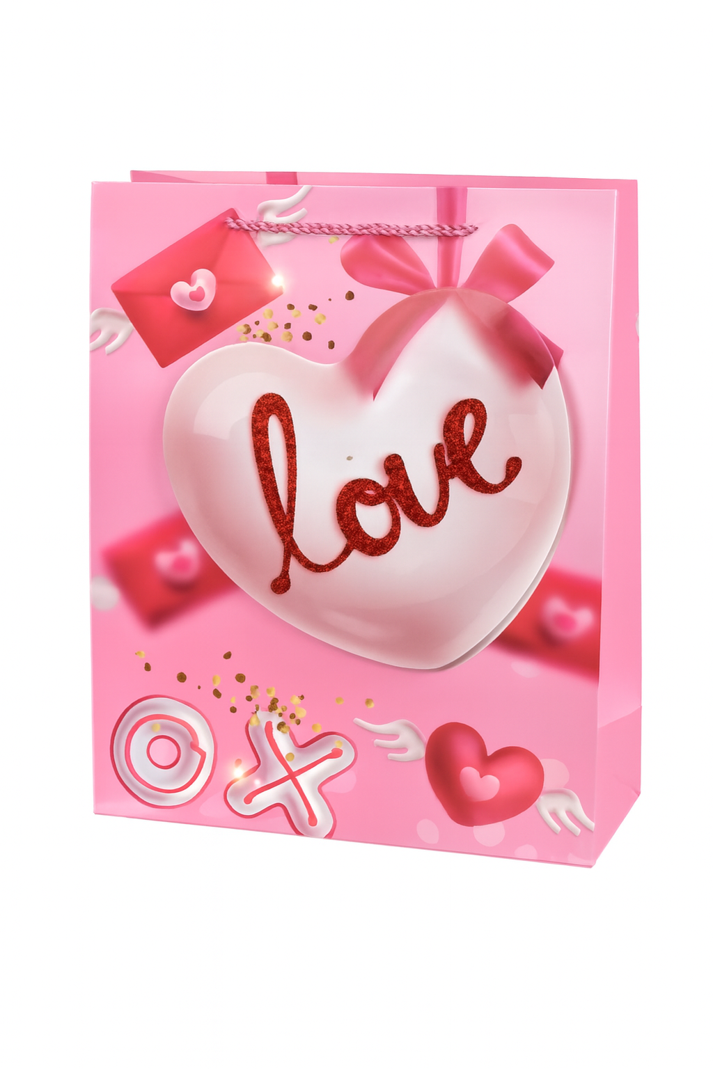 Подарочный пакет Love You 3D R99697-S 18х23х10 см Розовый с белым (32709113)