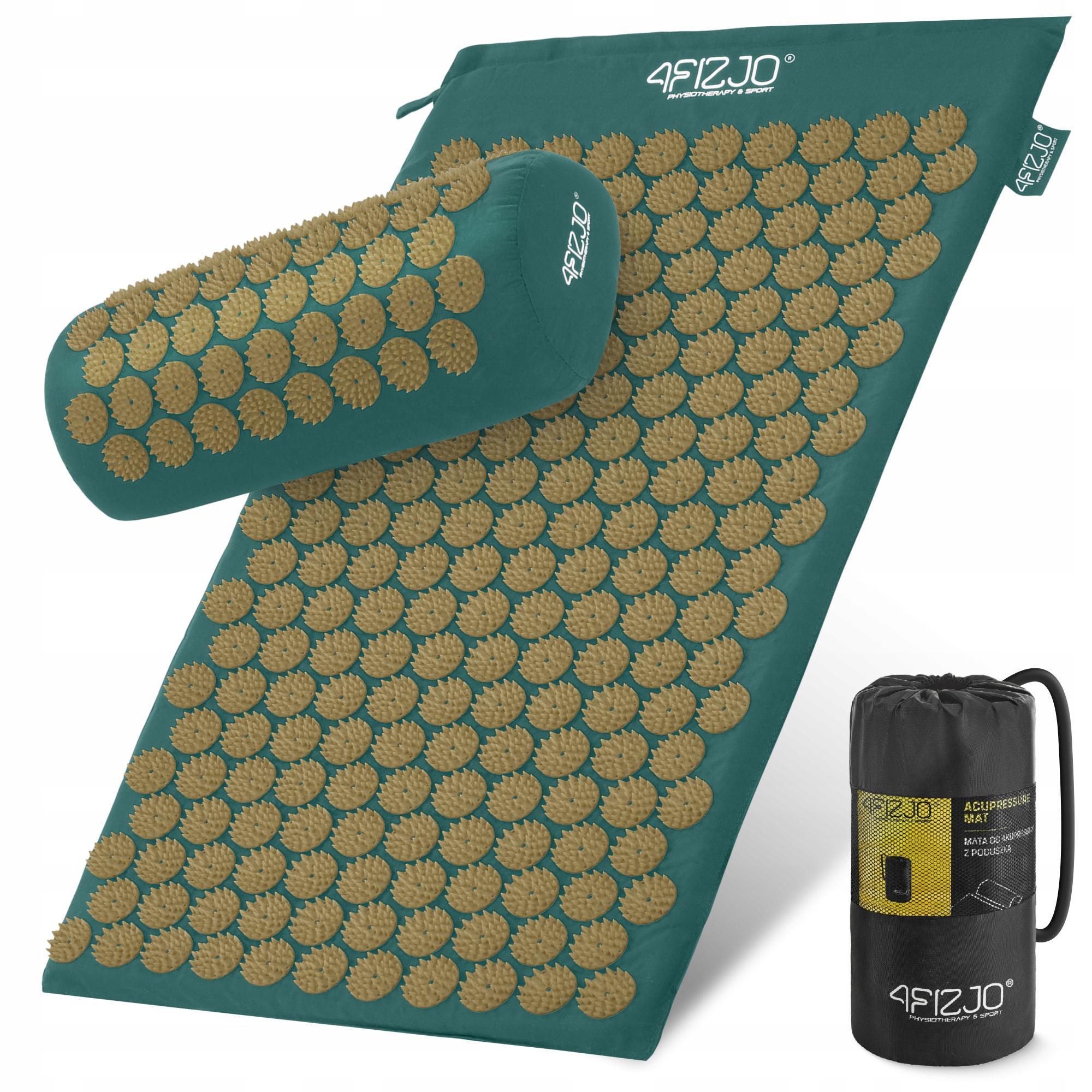 Коврик акупунктурный с валиком 4FIZJO Classic Mat Аппликатор Кузнецова Navy Green/Gold (P-5907739313300)