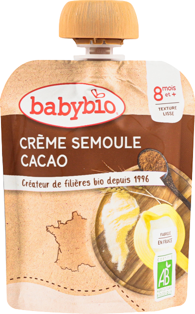 Пудинг Babybio органічний молочний на основі коров'ячого молока з манною крупою та какао для дітей від 8 місяців 85 г (54080)