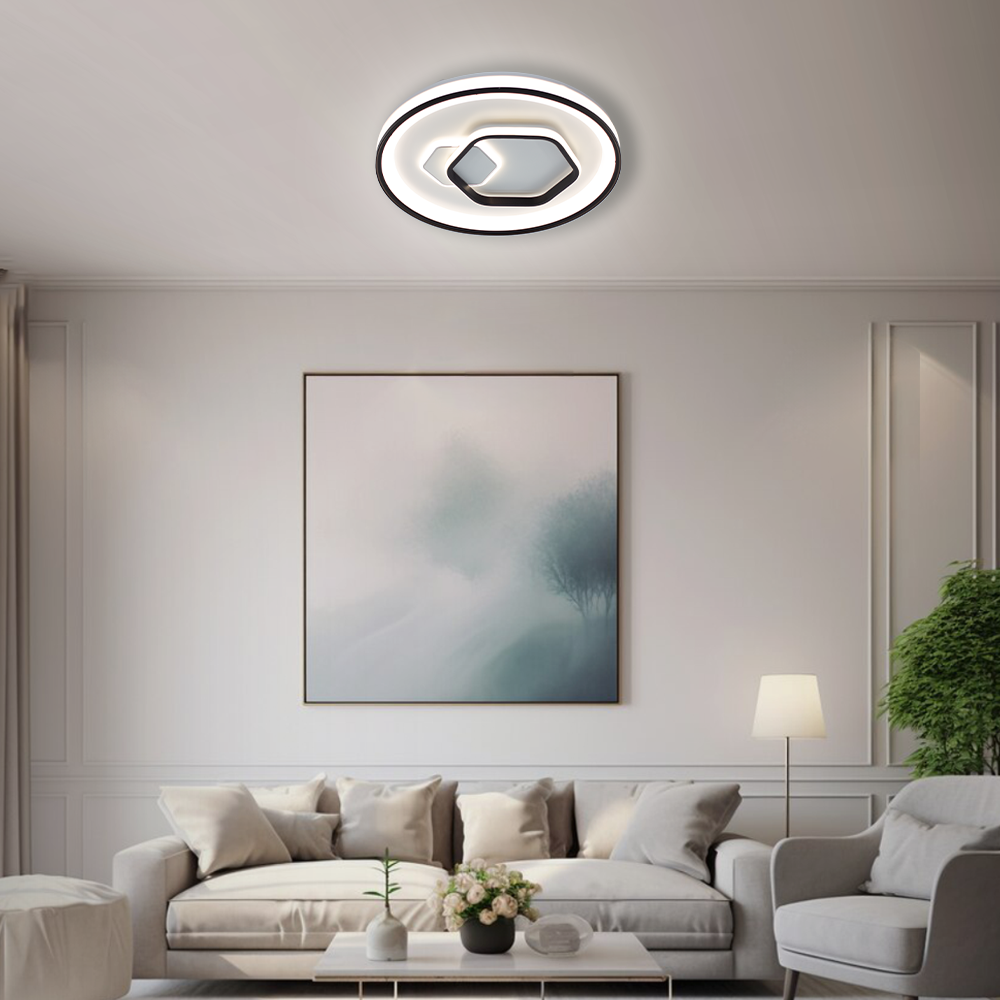 Люстра ESLLSE LORA H с пультом 80 Вт 480x65 мм Черный (10603) - фото 6