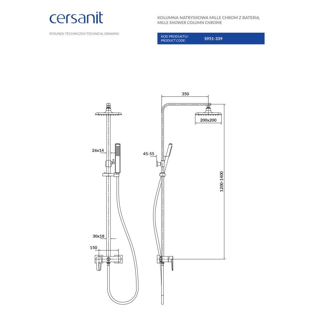 Душевая система со смесителем Cersanit Mille S951-339 Хром (174998) - фото 3 Душевая система со смесителем Cersanit Mille S951-339 Хром (174998) - фото 3