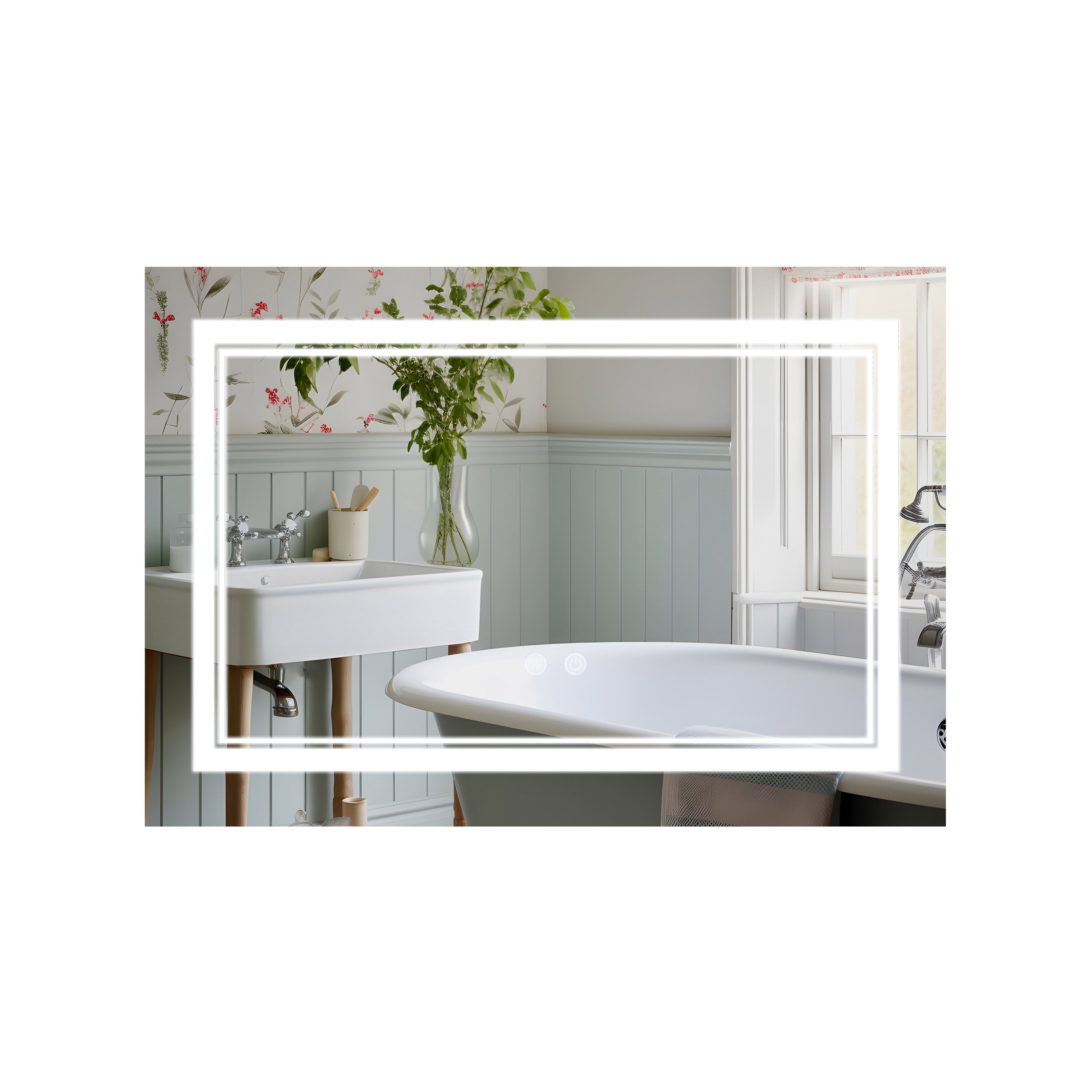 Зеркало Qtap Cardinal CA1 с LED-подсветкой Touch/антизапотеванием/диммером 3000-6500K 800х600 мм (QT0478C8060