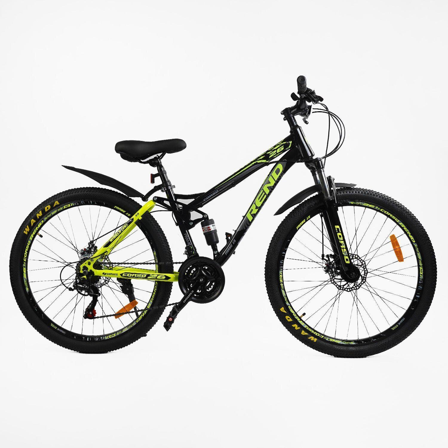 Велосипед горный двухподвесной Corso Rend 26"/15" Черно-желтый (799511249) - фото 1 Велосипед горный двухподвесной Corso Rend 26"/15" Черно-желтый (799511249) - фото 1