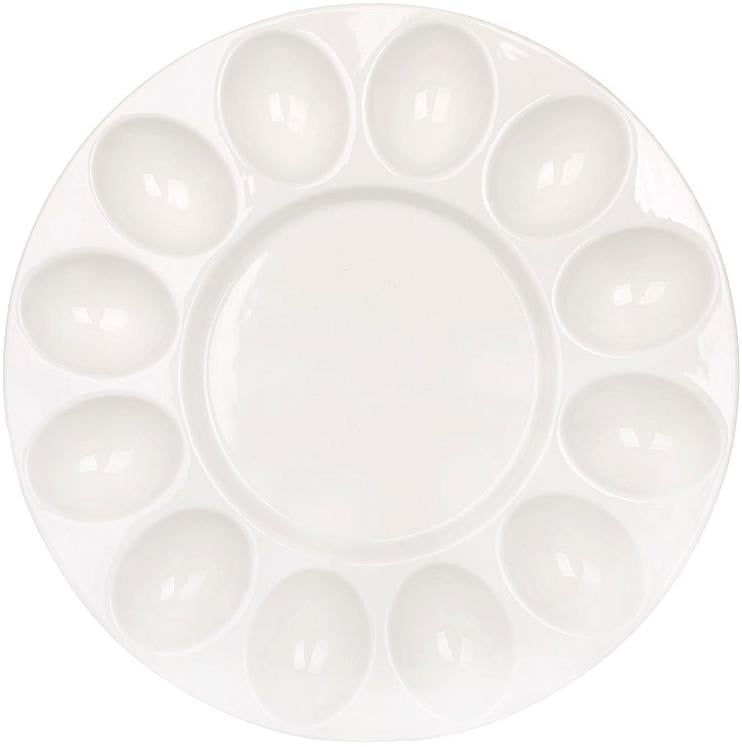 Блюдо-подставка фарфоровая 27 см для 12-ти яиц и пасхи пасхальное блюдо Pure White Блюдо-подставка фарфоровая 27 см для 12-ти яиц и пасхи пасхальное блюдо Pure White