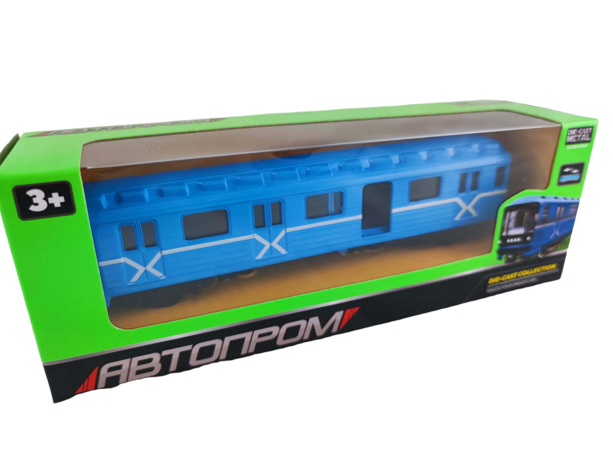 Машинка игрушечная Автопром Вагон метро металлическая 16х6х3 см Синий (063881)