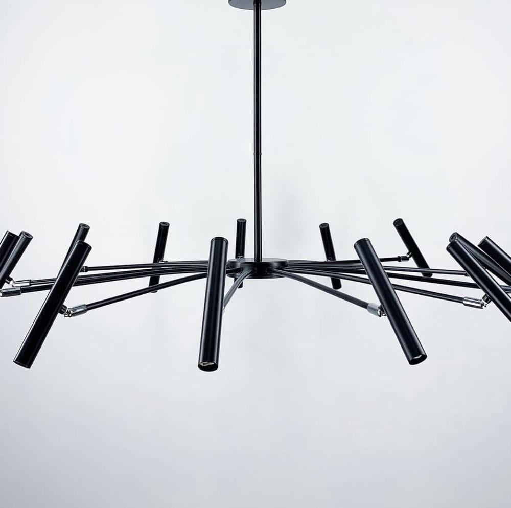 Люстра трубчаста з 12 регулюючими плафонами Чорний (LF_ST 01/12 BK) - фото 3