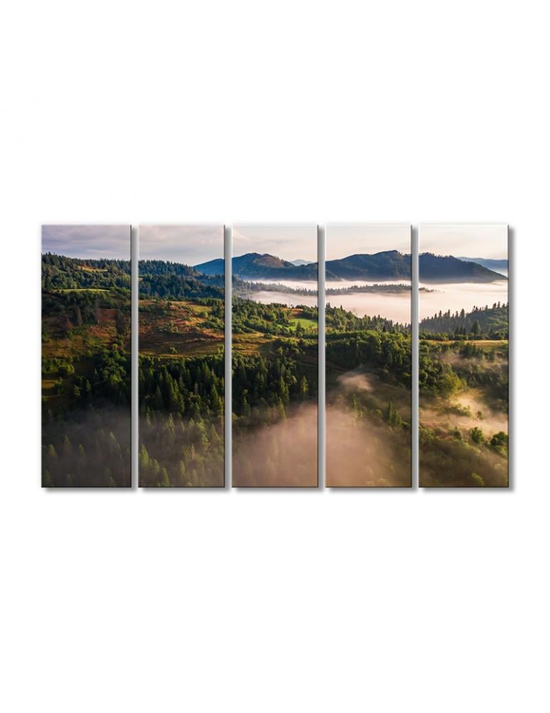 Картина модульная Пейзаж Лес в тумане 5 модулей 80x120 см
