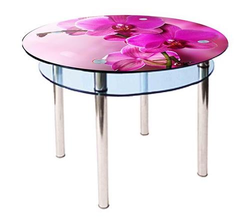Обеденный стол Glass Antonik КС-3 900х900х750 мм с фотопечатью №200 Розовый (3581020003)