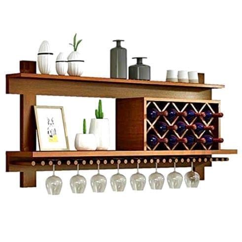 Полка для вина настенная из дерева Хокуто 120 Шафран (ПНК-122206)