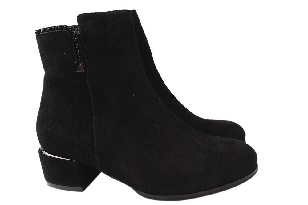 Ботильоны женские Angels из замши на низком каблуке р. 38 Черный (102-21DHC)