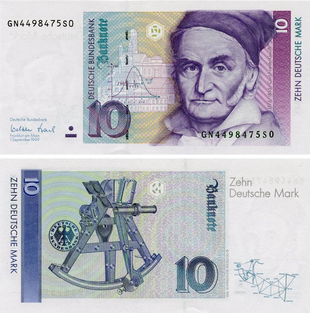 Колекційна банкнота Німеччина 10 марок 1999 UNC P38d (Б17977)