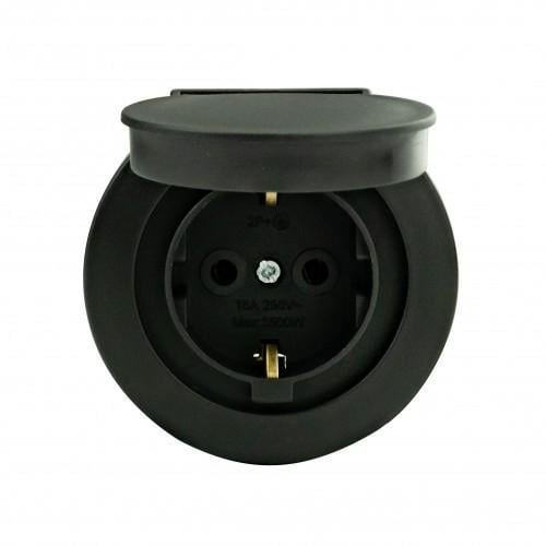 Розетка xOne 1-я с/с с крышкой IP54 Антрацит (00000056059)