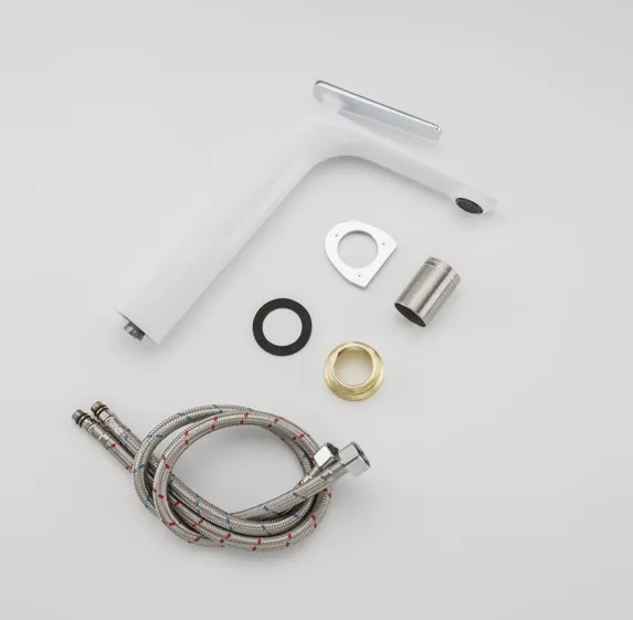 Смеситель высокий для умывальника Frap F1058-2 Белый/Хром (1037337) - фото 7