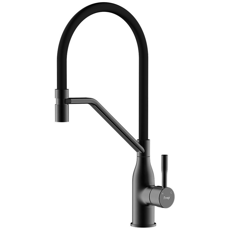 Змішувач для кухні Frap F4497-6 з гнучким виливом Чорний (227508) Змішувач для кухні Frap F4497-6 з гнучким виливом Чорний (227508)