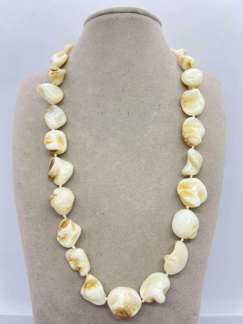 Бусы перламутр 50 см Слоновая кость (11138)