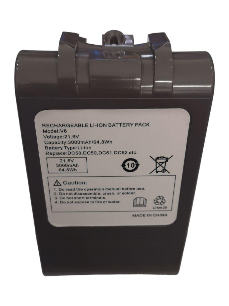 Акумулятор для Dyson V6 SV03/SV04/SV05/SV06/SV07/SV09/DC58/DC59/DC72/DC74 3000 mAh 64,8Wh (000010577)