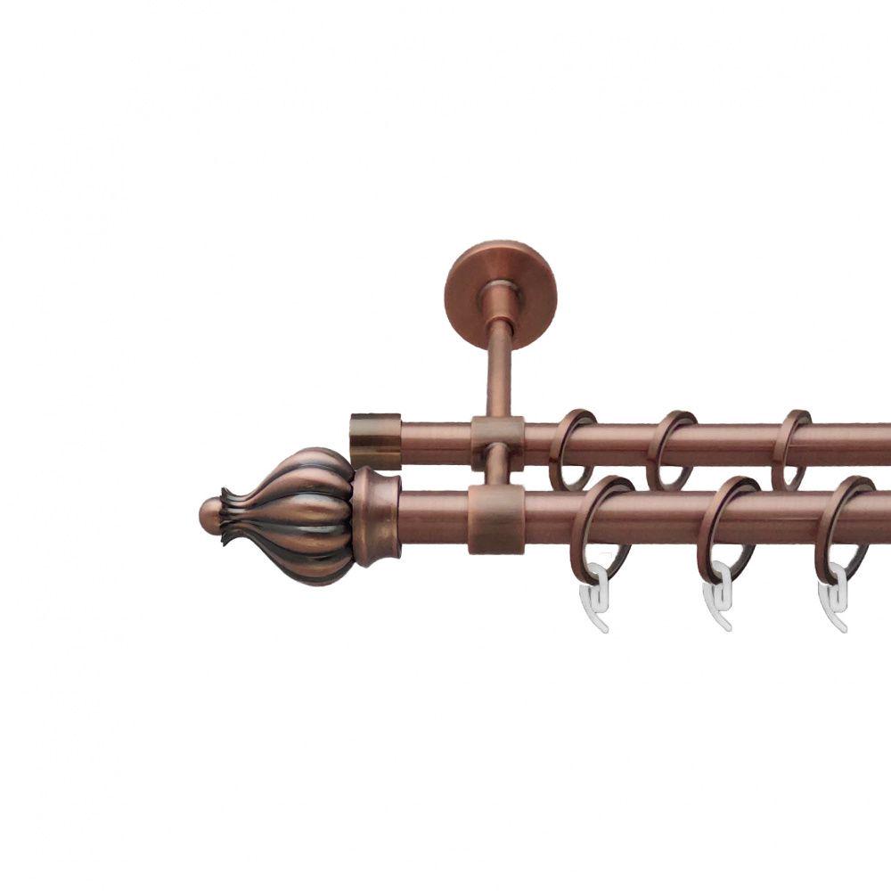 Карниз Orvit Таджа металевий дворядний закритий гладка труба кільце фасонне металеве 19/16 мм 240 см Мідь (6938856)