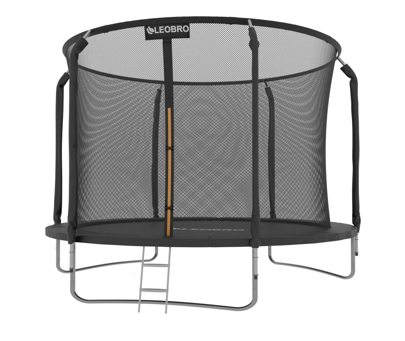 Батут с внутренней защитной сеткой и лестницей 252 см LEOBRO Premium 8FT до 100 кг пружинный устойчивый Black (leo-139949)