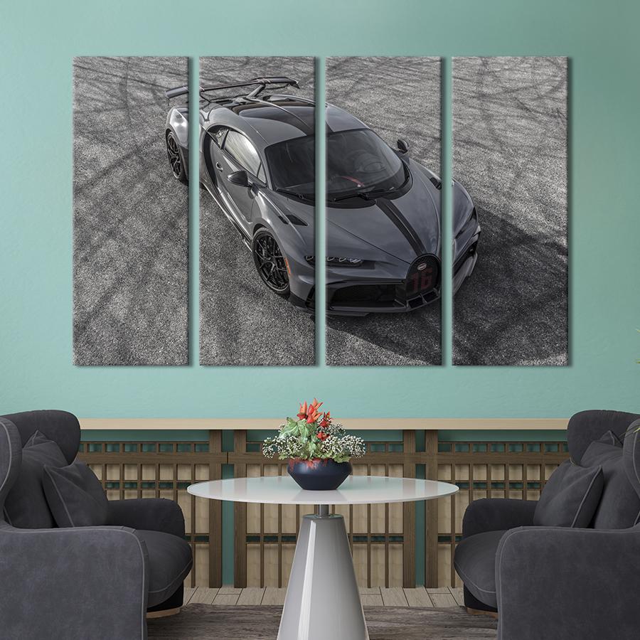 Картина на холсте Серый спорткар Bugatti Chiron Pur Sport 149x93 см (1297-41)