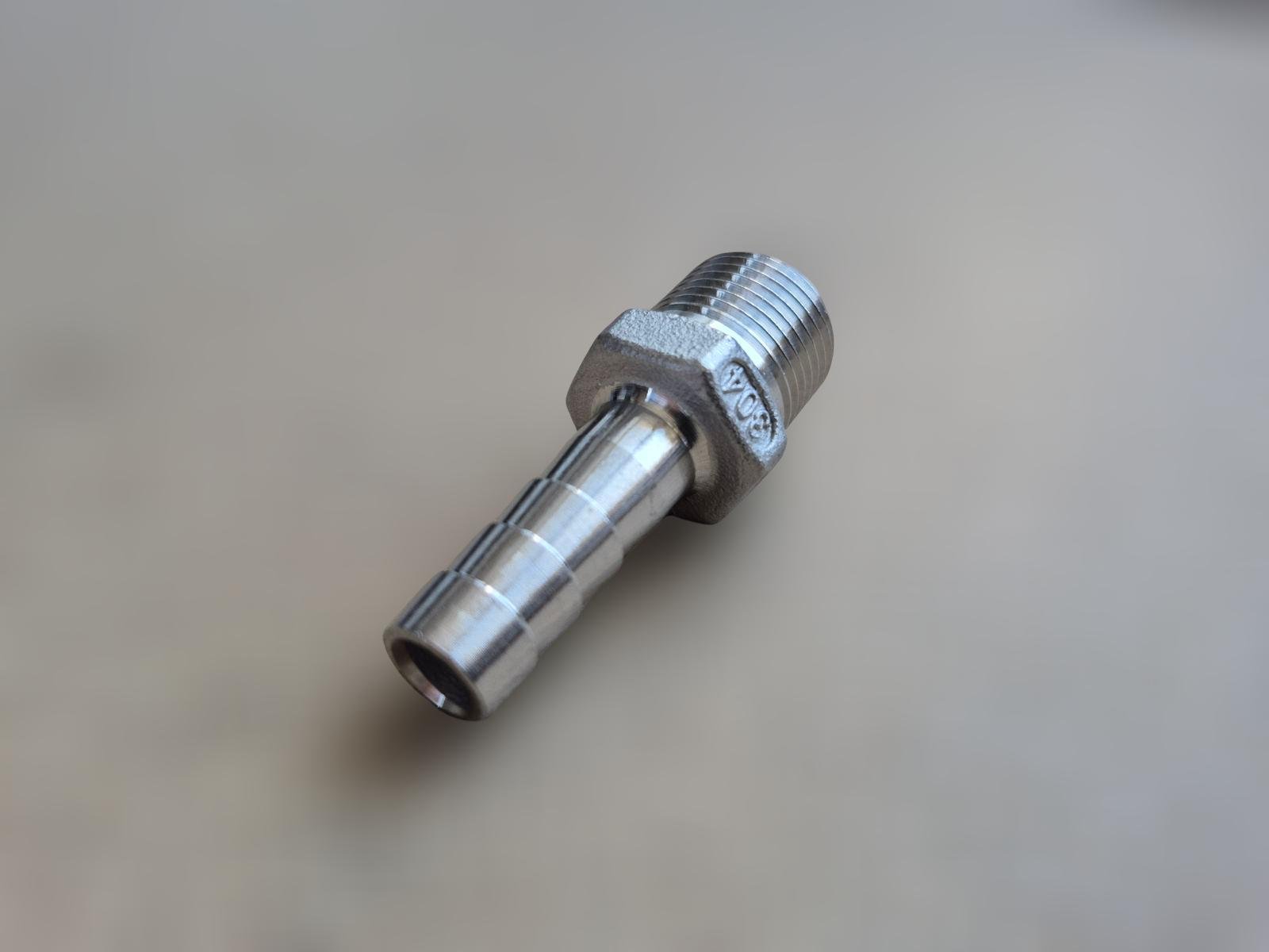Штуцер шланговий різьбовий DN10 AISI304 BSPP Class-150 ялинка н/ж сталь 10 мм 3/8" (29203310) - фото 7