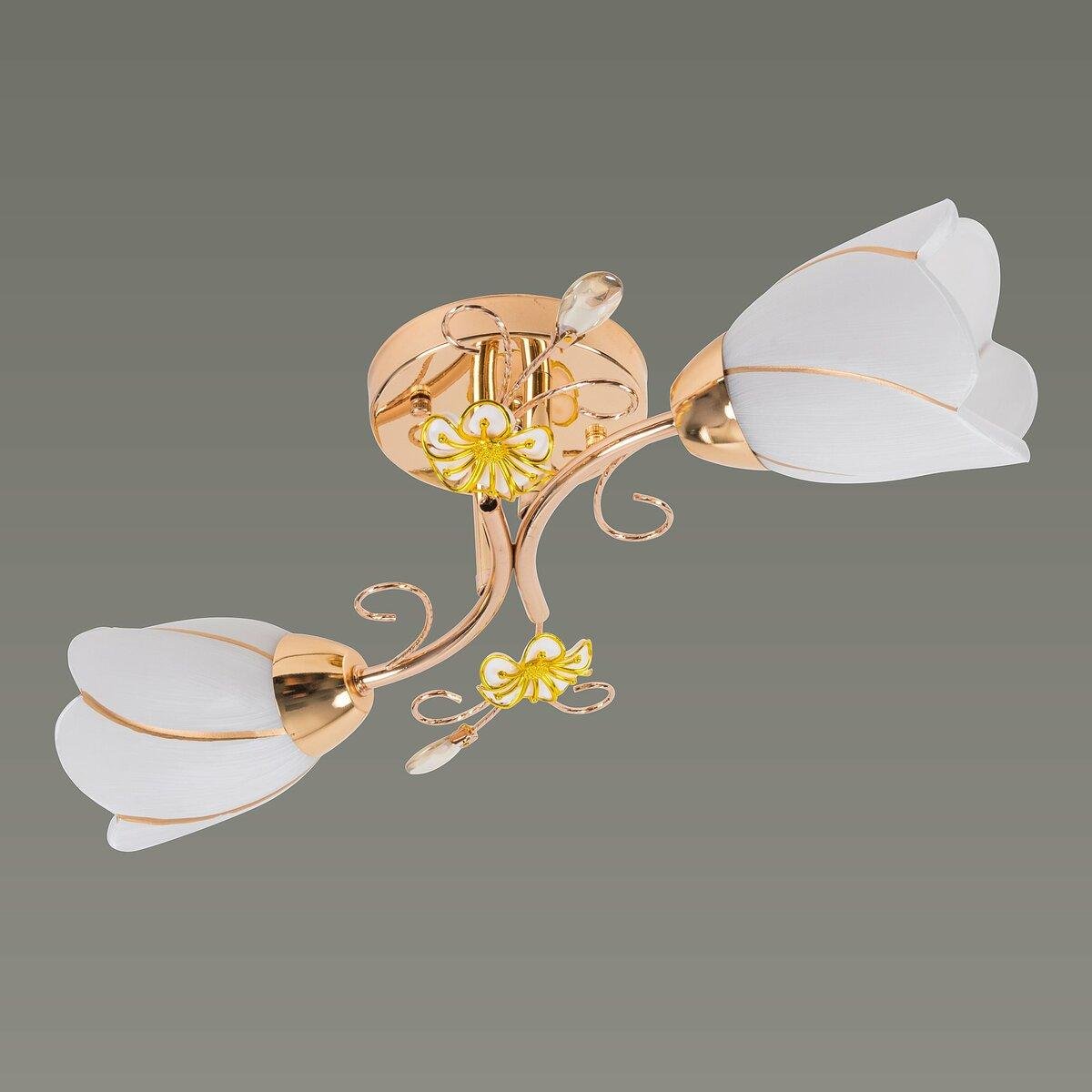 Люстра Sirius на два плафона в форме цветов под лампы Е27 Золотой (B N0282/2)