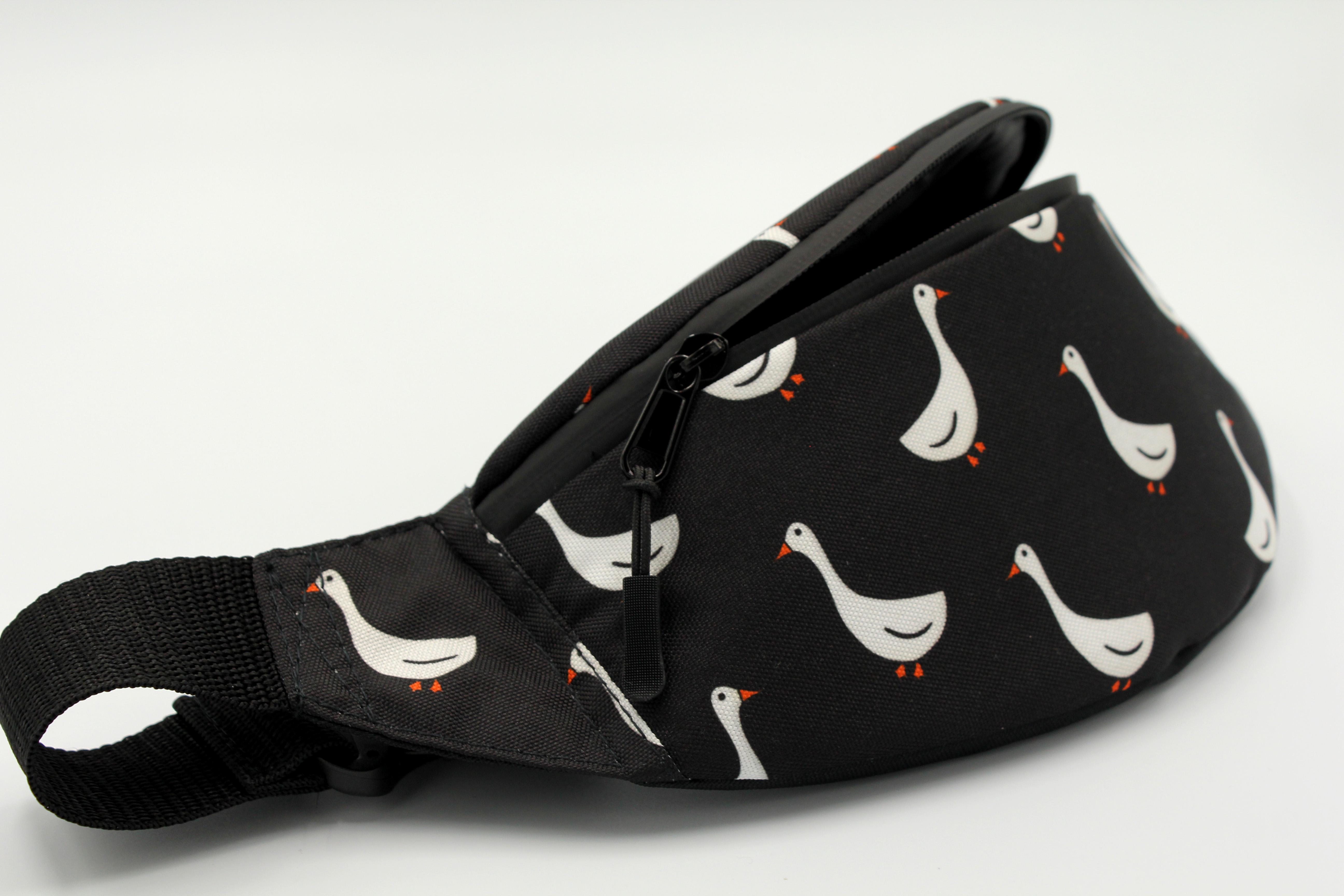 Сумка бананка Гуси Чорний (BT-034) - фото 5 Сумка бананка Гуси Чорний (BT-034) - фото 5