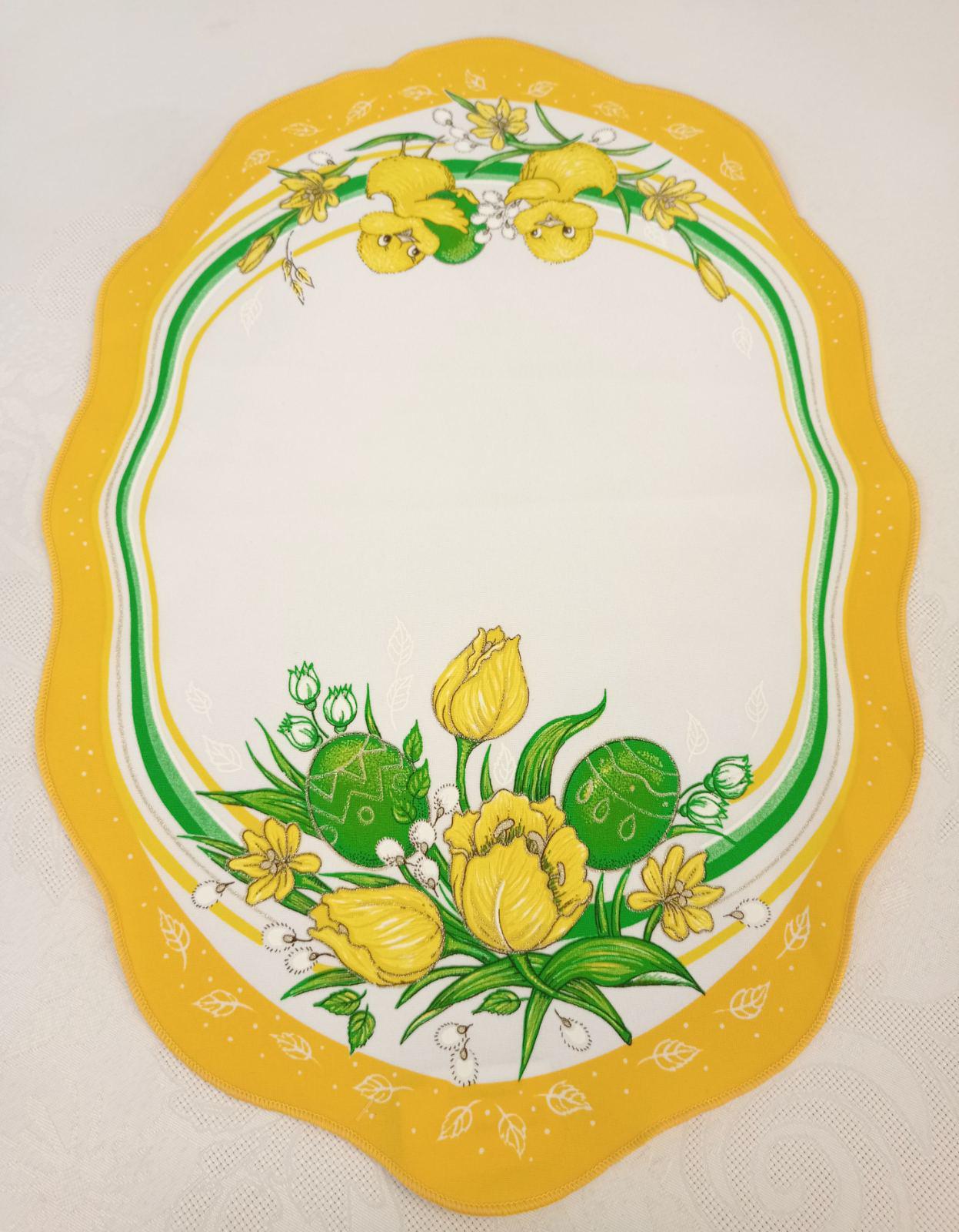 Салфетка пасхальная Print Easter Flowers 35x45 см Yellow/White (CN14583)