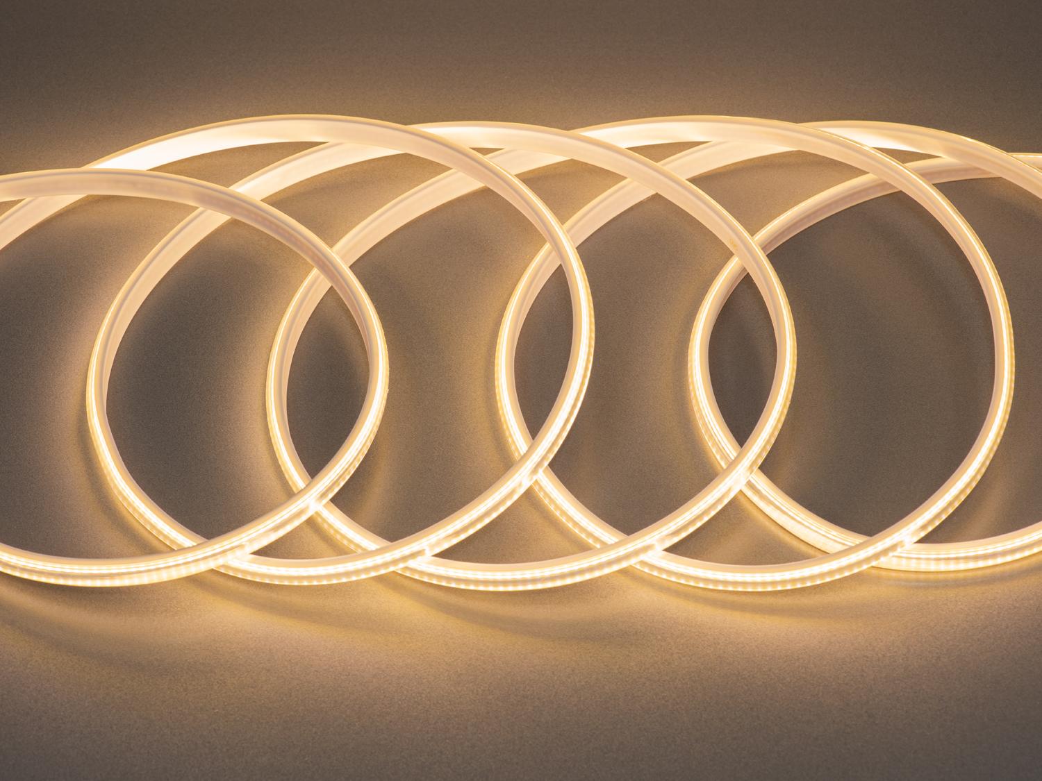 Светодиодная лента СОВ 220 В 288 диодов на метр герметична 10 мм Теплый (P220CL-COB-288-WW-65-10) Светодиодная лента СОВ 220 В 288 диодов на метр герметична 10 мм Теплый (P220CL-COB-288-WW-65-10)