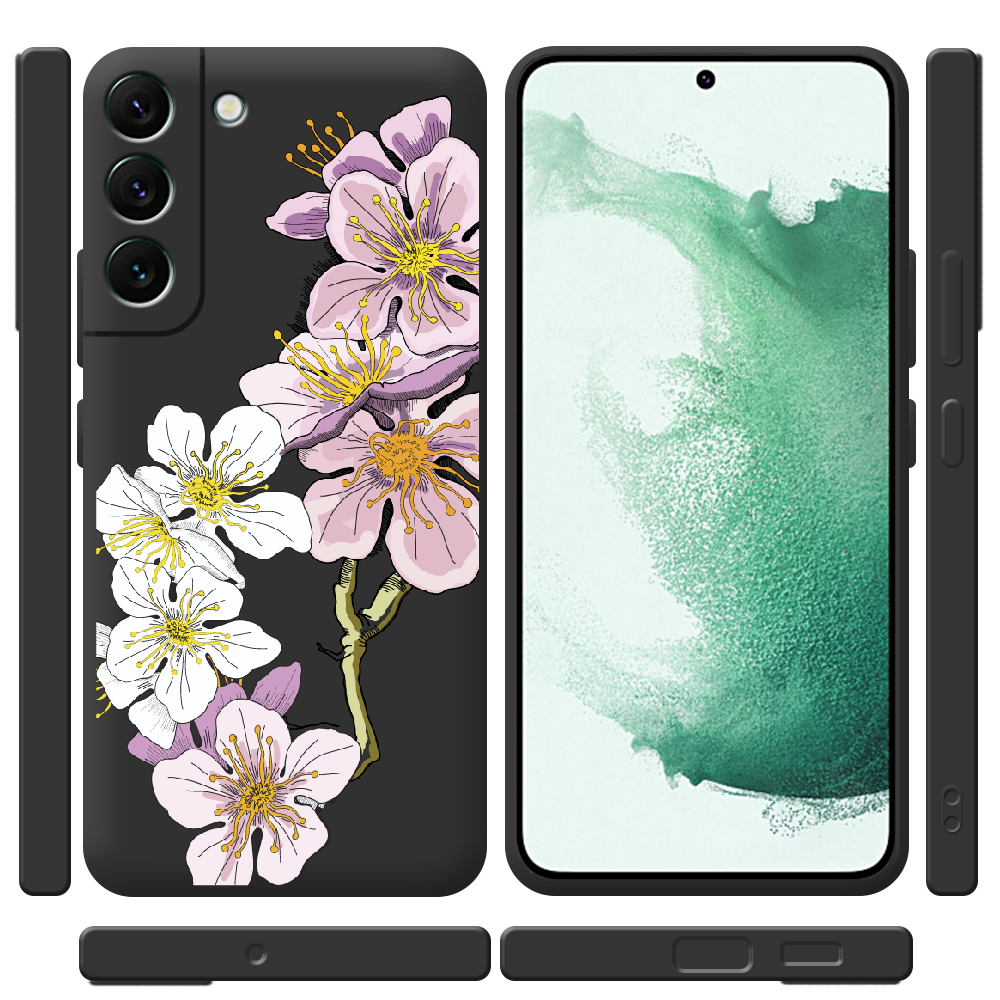 Чохол BoxFace Samsung Galaxy S22 (S901) Cherry Blossom Чорний силікон (44180-cc4-44380) - фото 2