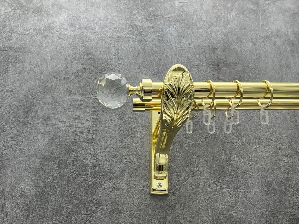 Карниз Quadrum Люмиера гладкая штанга двойной ретро 25/19 мм 160 см Золотой