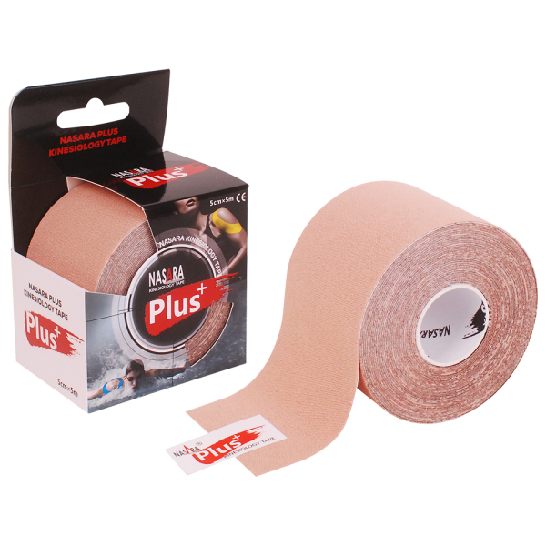 Кинезио тейп усиленный Nasara Plus 5 см х 5 м Бежевый ( NI-beg-5x5)